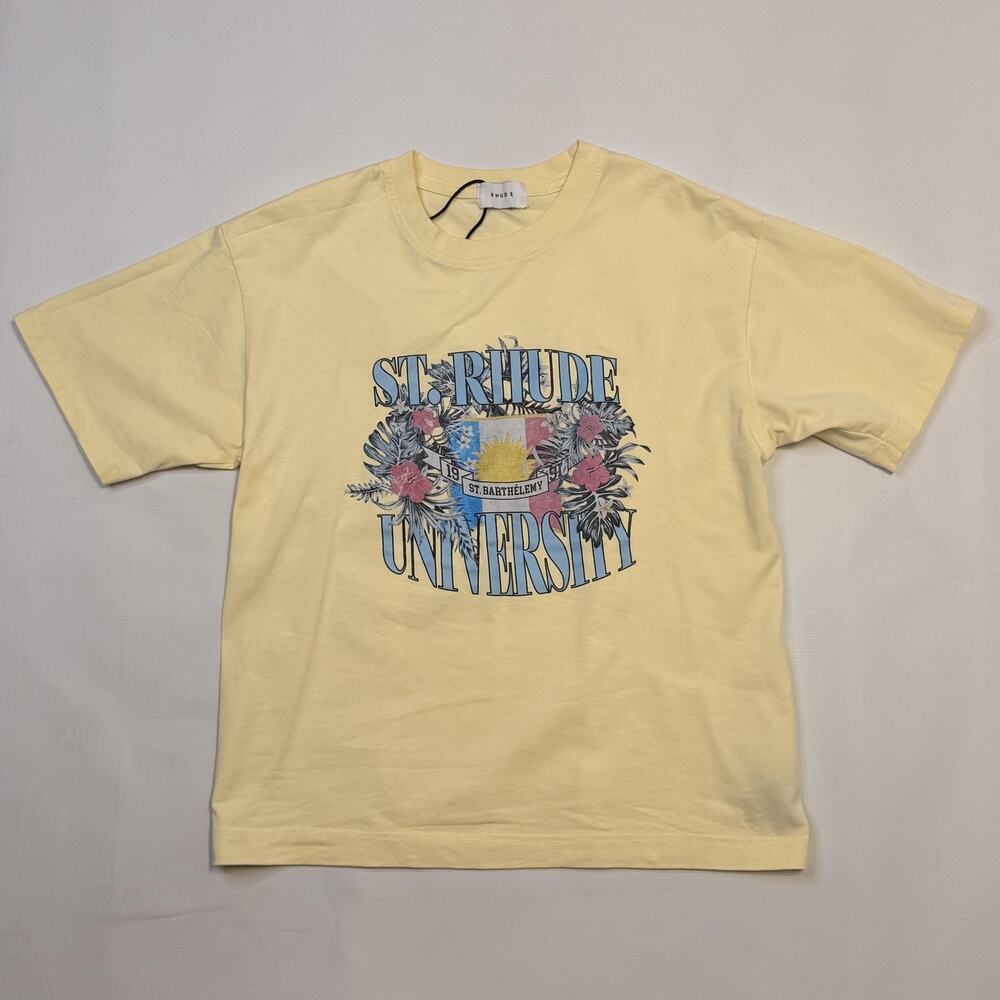 RHUDE Shirt Mens Medium Yellow St Rhude University St Barthelemy Graphic Tee